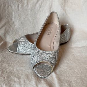 David’s Bridal Pearl and Crystal Peep-Toe Flats